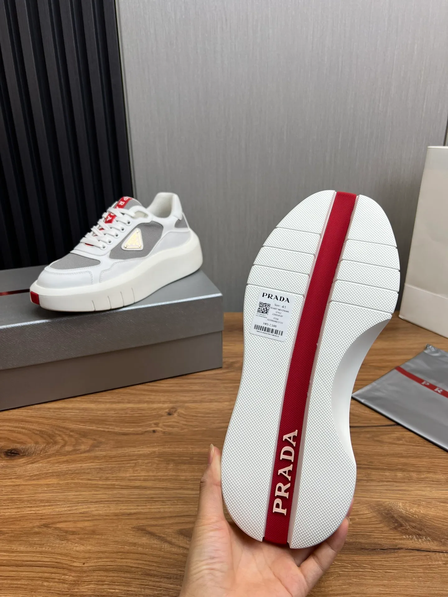 Men's shoes 💰620💰 [PRADA] Men's shoes are popular in the counter, official website is synchronized, high-quality shipments ✔️Original cowhide stitching mesh + cowhide lining, 1🆚1 replica, original original bottom, 38-45 (45 customized, non-refundable)
